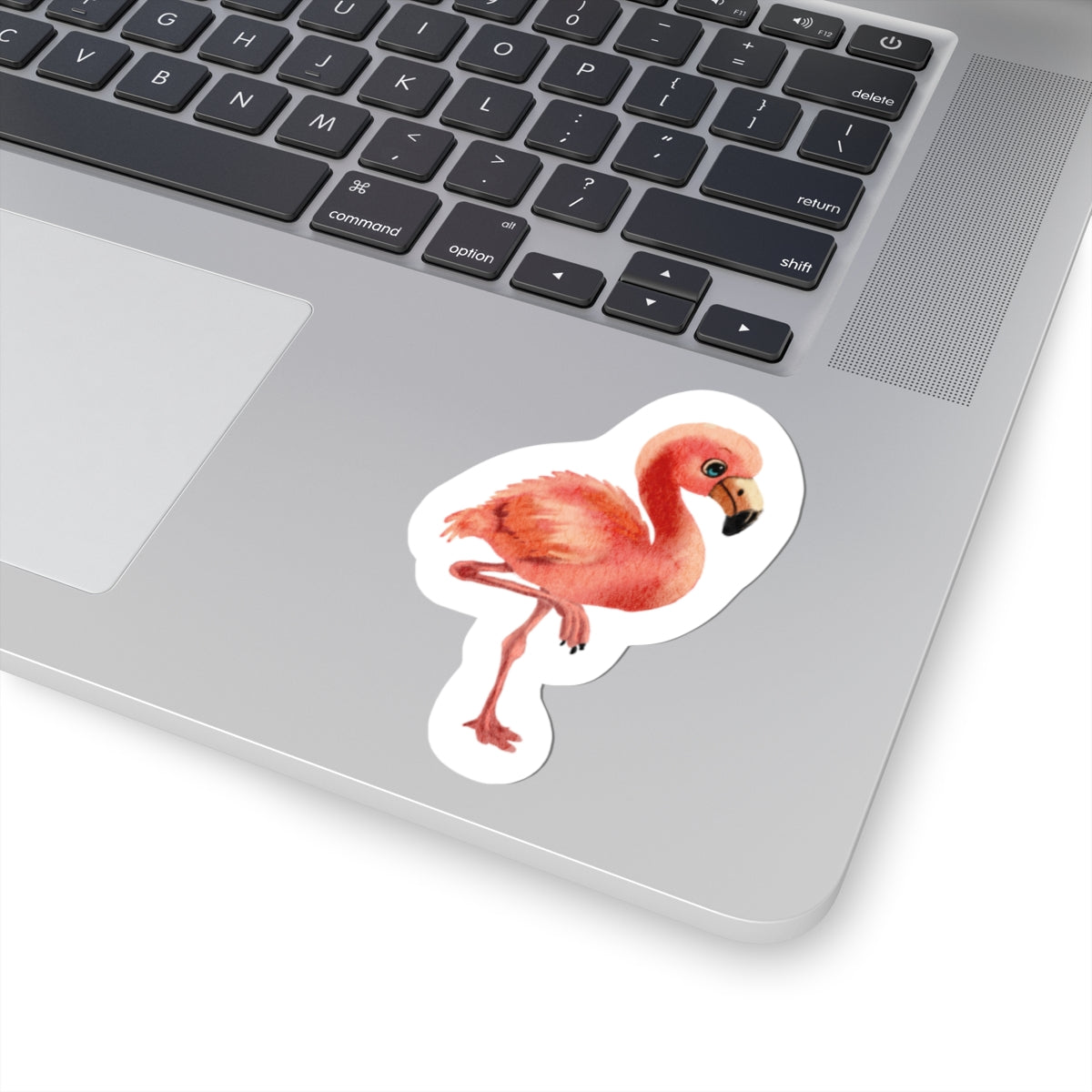 Baby Flamingo Kiss-Cut Sticker — Watercolor Nursery Decal for Laptops, Planners & Baby Shower Favors