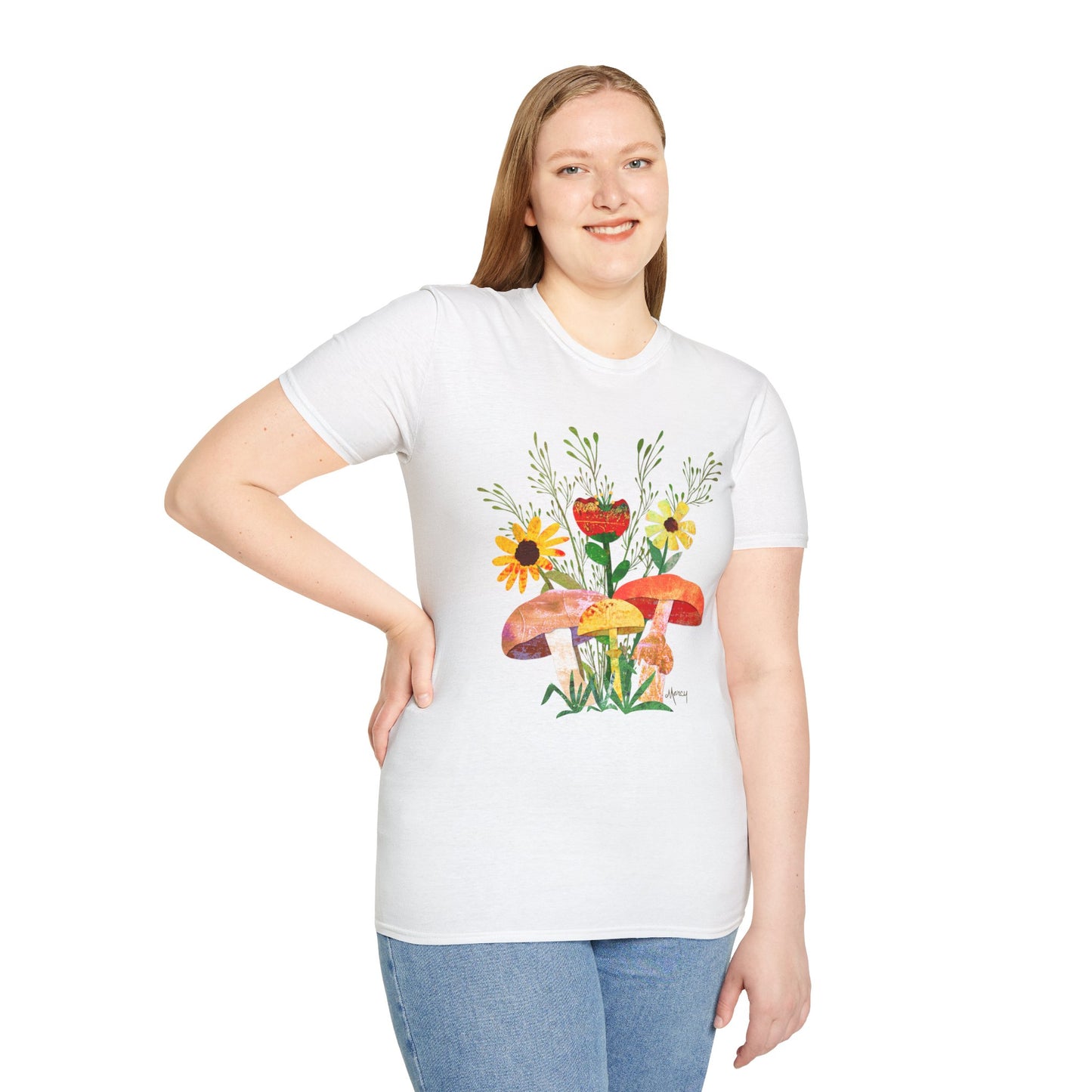 Shrooms n Fleurs Collage Collage Softstyle T-Shirt