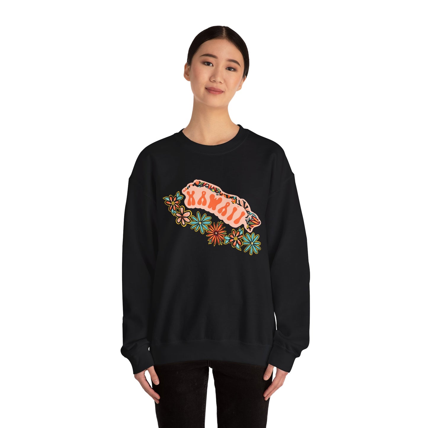 Retro 70s Hawaii State Design — Heavy Blend™ Crewneck Sweatshirt