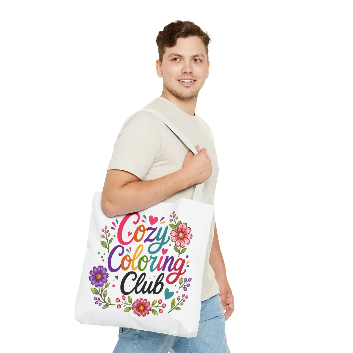 Cozy Coloring Club Tote Bag — Floral Adult Coloring Tote