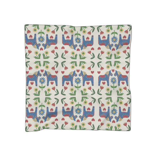 Swedish Folk Art Dala Horse Square Poly Scarf