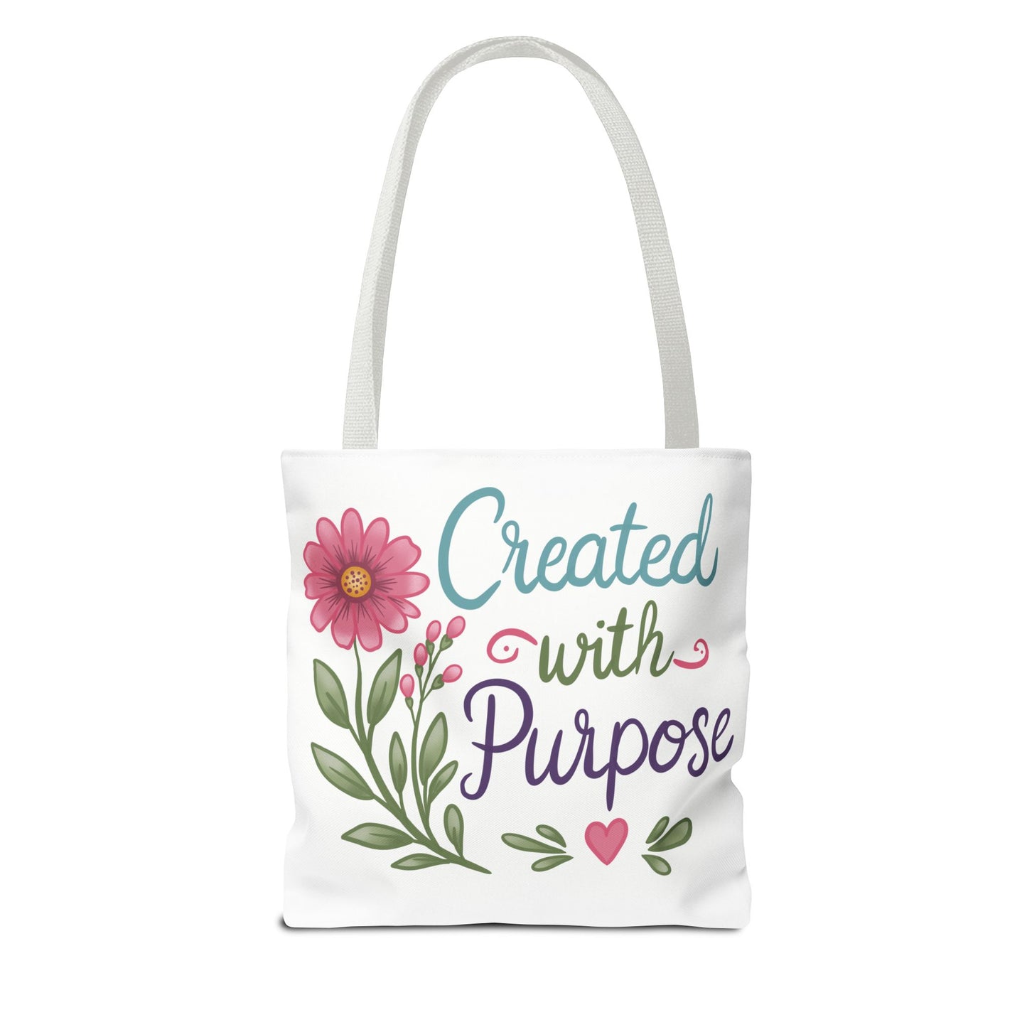 Created with Purpose Tote Bag — Floral Inspirational Canvas Tote