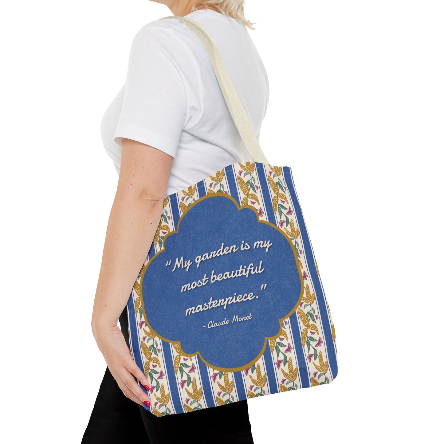 Goldenrod and Butterflies with Monet Quote Tote Bag