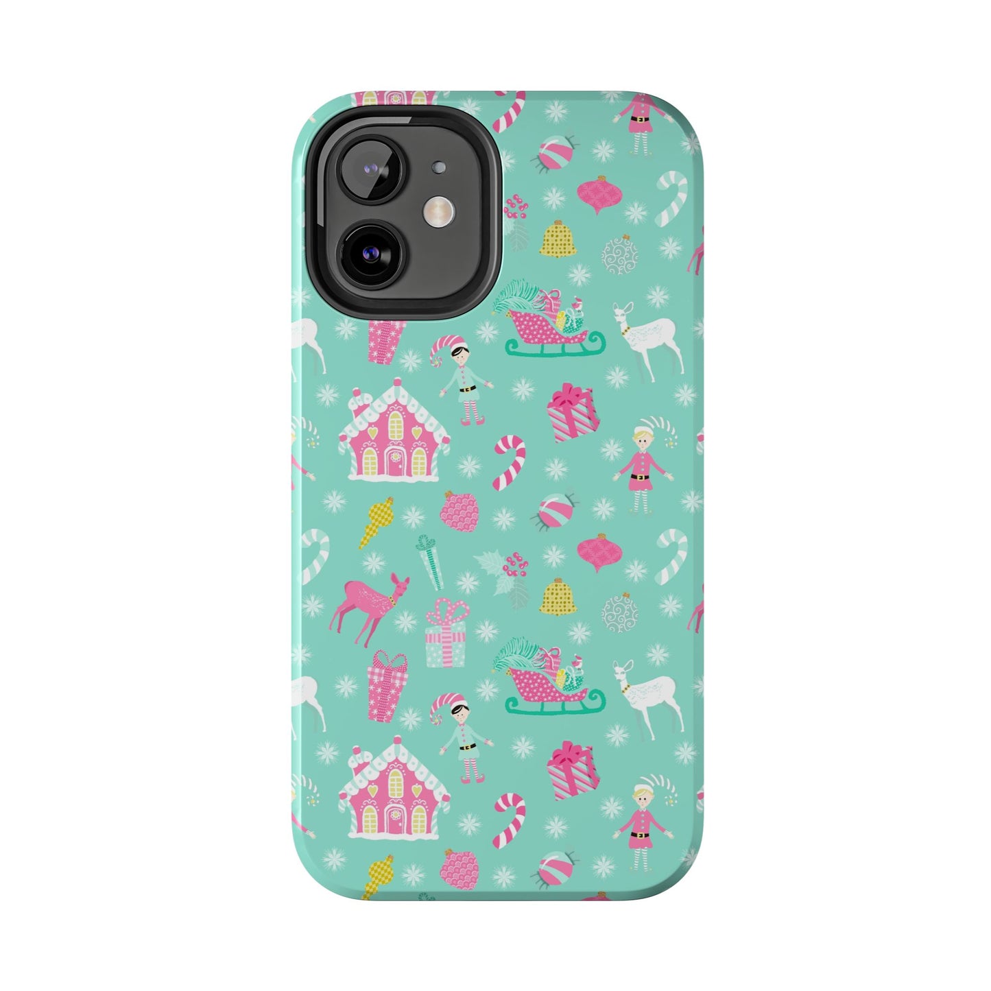 Pastel Christmas on Turquoise Tough Phone Cases