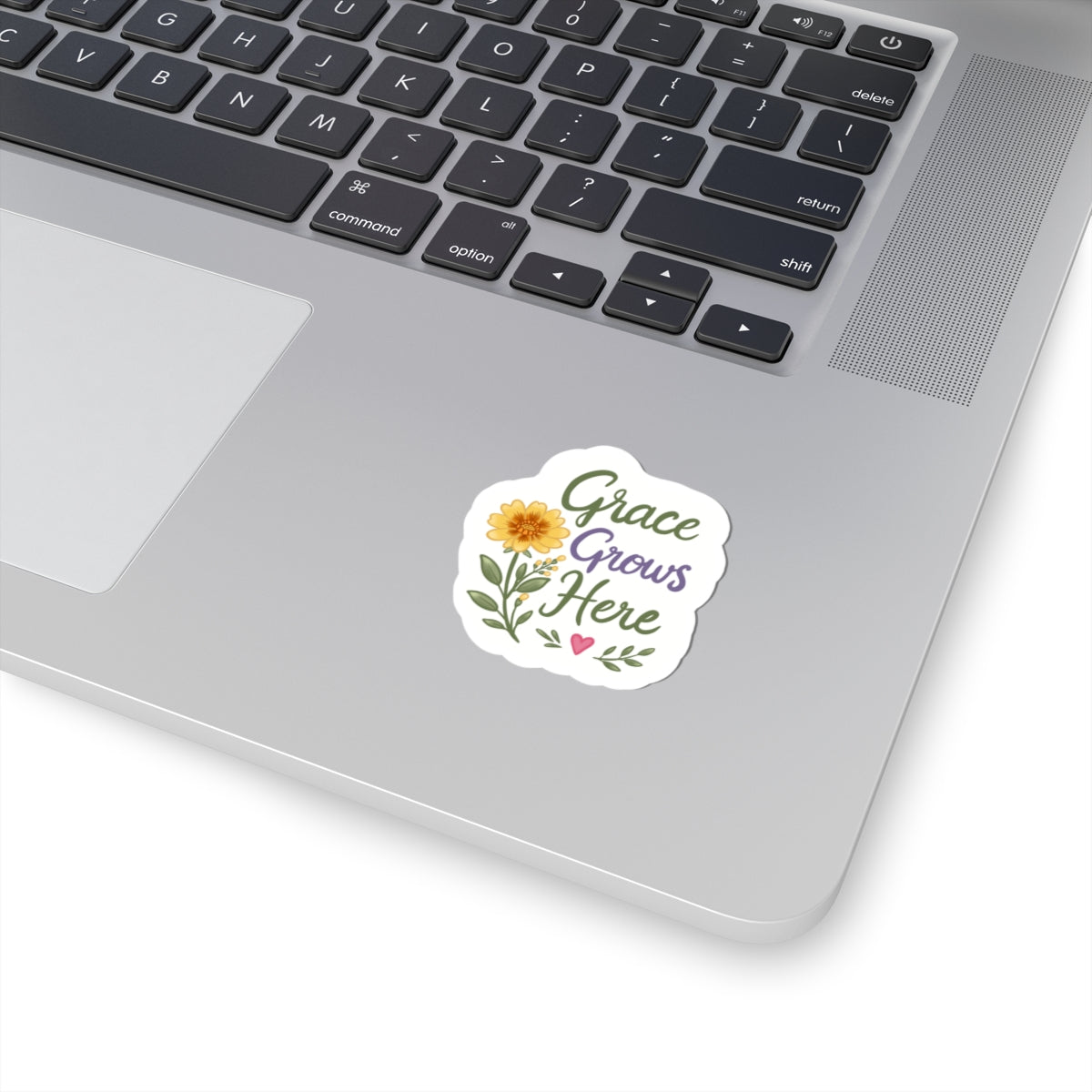 Grace Grows Here Floral Sticker — Inspirational Kiss-Cut Vinyl Sticker