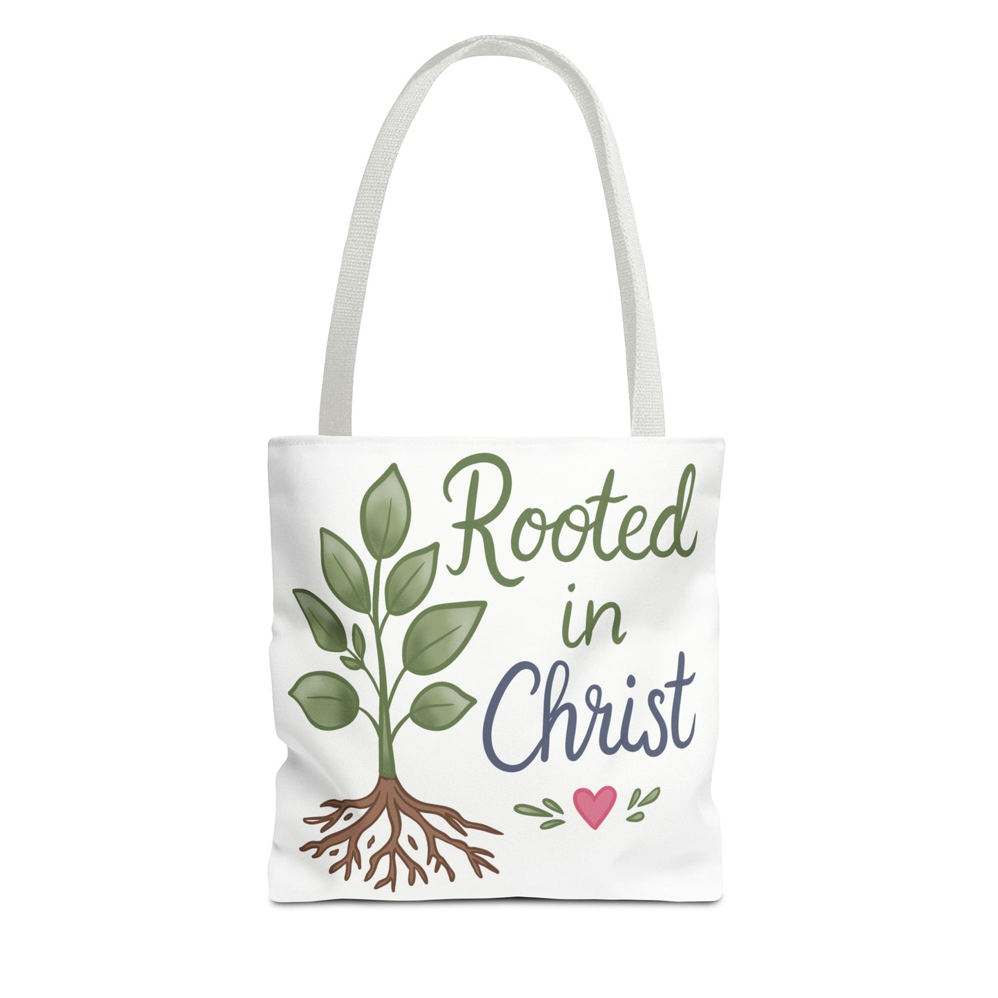 Rooted in Christ Tote Bag — Faith-Based Christian Shopper