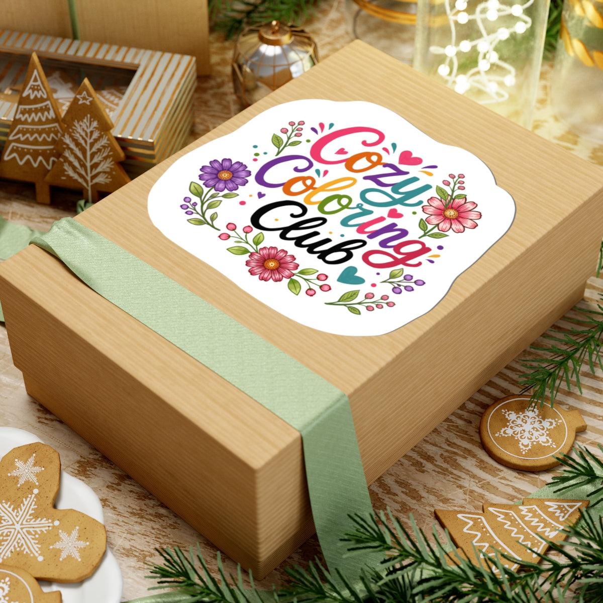 Cozy Coloring Club Floral Sticker — Cute Kiss-Cut Laptop Decal