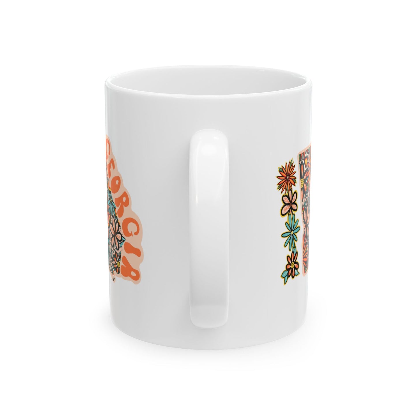 Retro 70s Flowers Georgia Ceramic Mug 11 oz and 15 oz