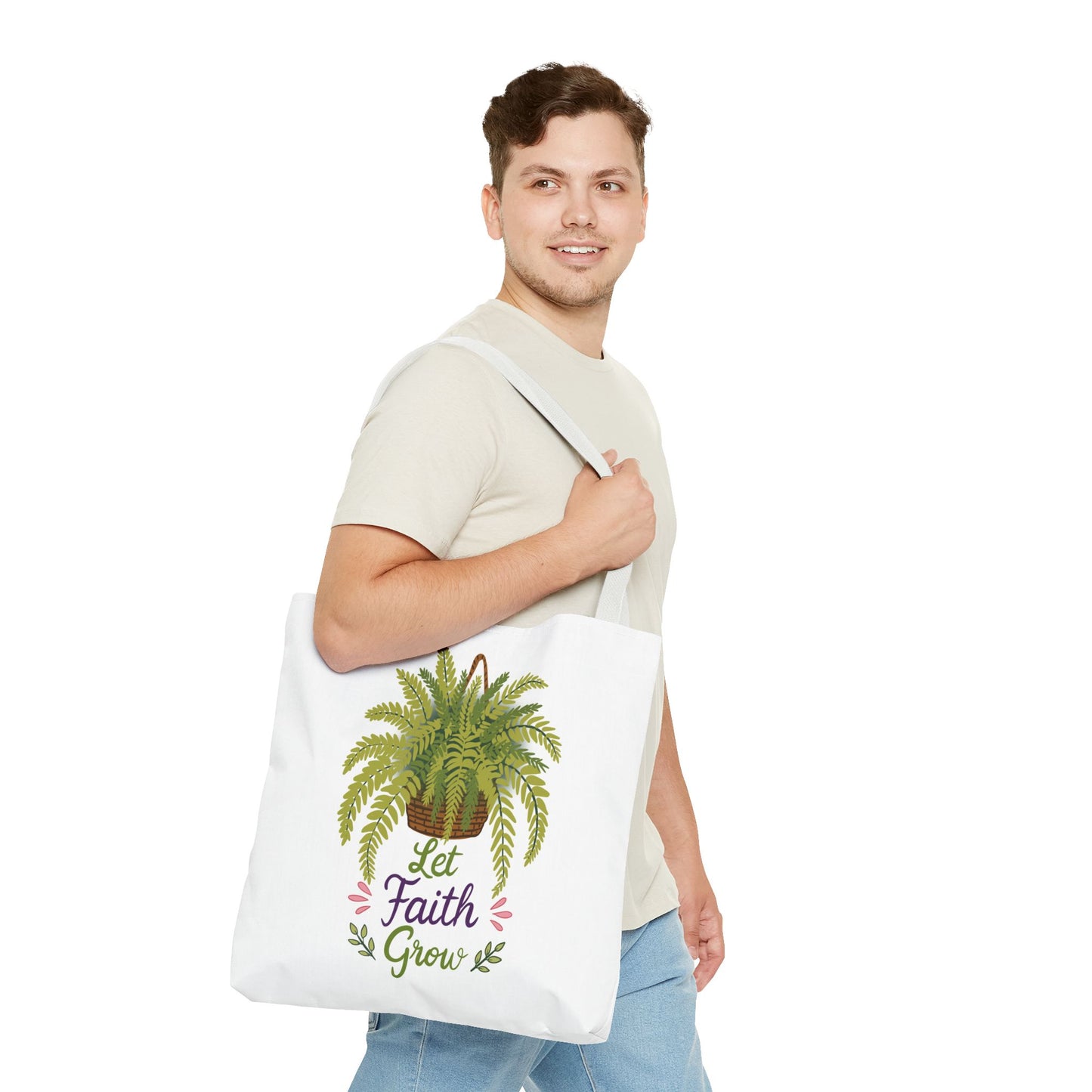 Let Faith Grow Tote Bag — Botanical Hanging Fern Spiritual Tote