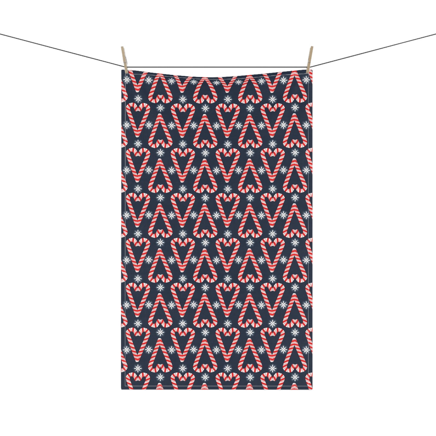 Candy Cane Hearts Kitchen Towel