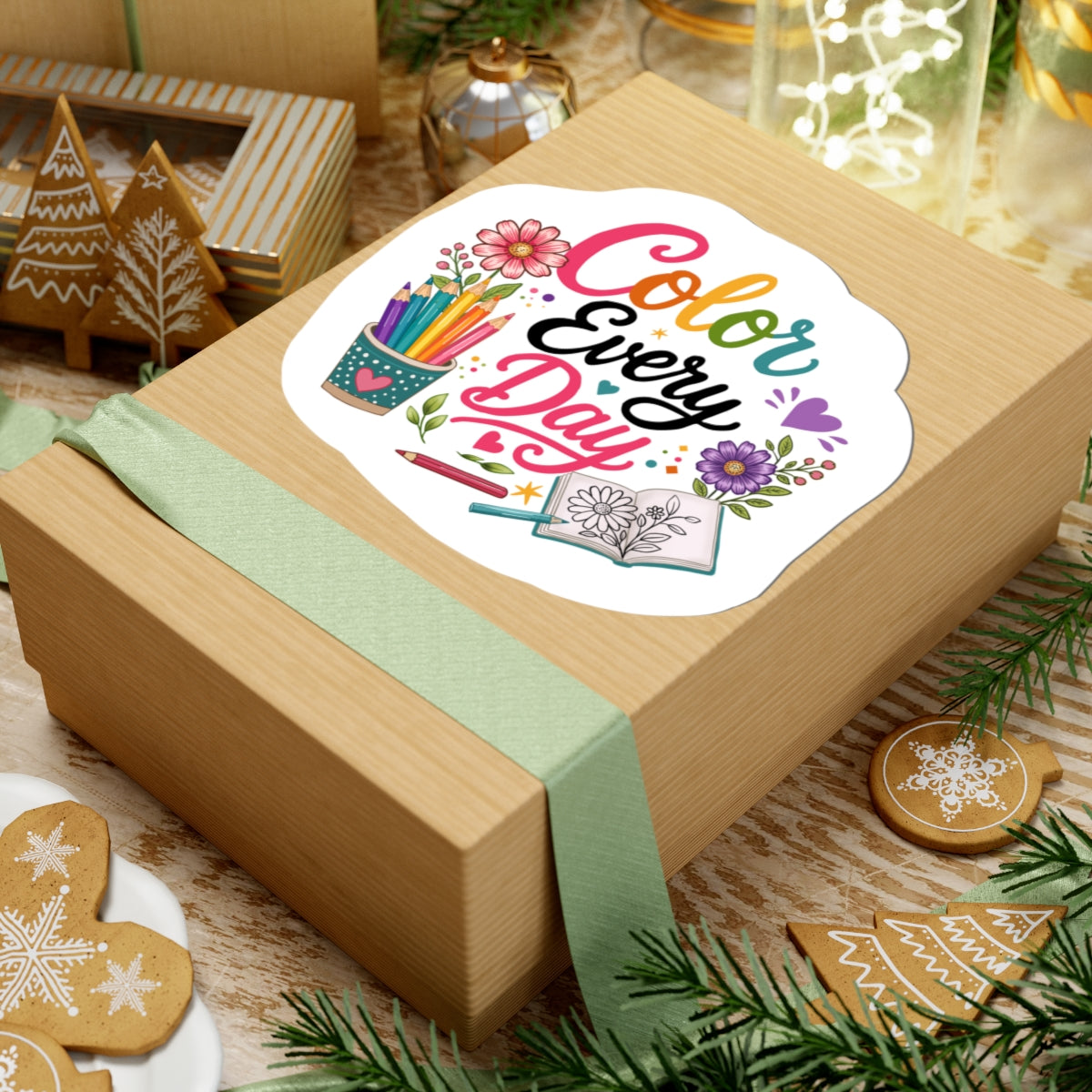 Color Every Day Sticker — Arts & Coloring Inspirational Kiss-Cut Sticker