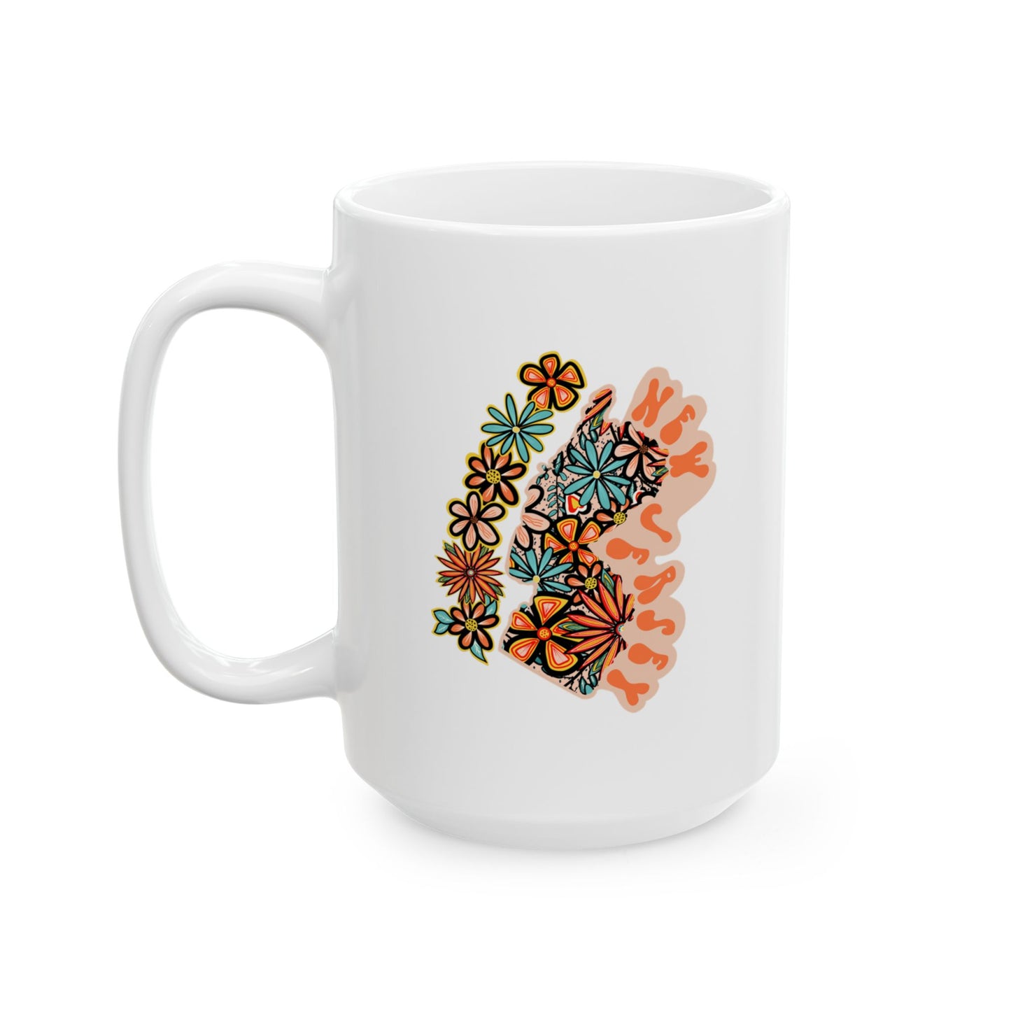 Retro 70s Flowers New Jersey Ceramic Mug 11 oz and 15 oz