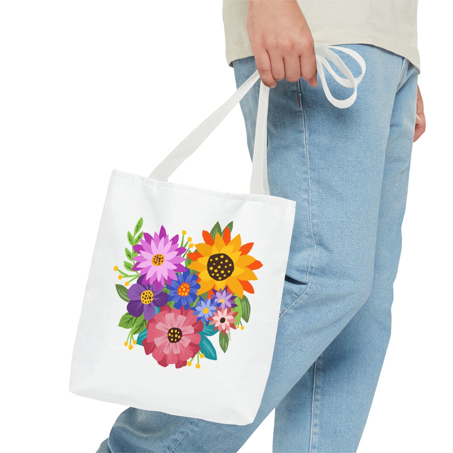 Heart-Shaped Flower Bouquet Tote Bag