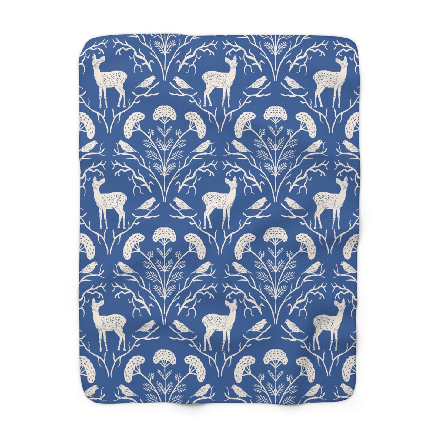 Appalachian Yarrow, Deer and Goldfinches Sherpa Fleece Blanket