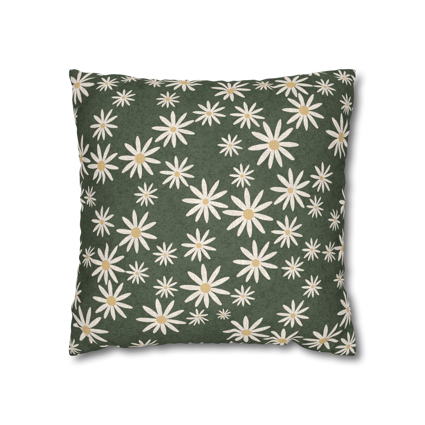 Chickweed on Sage Green Spun Polyester Square Pillowcase
