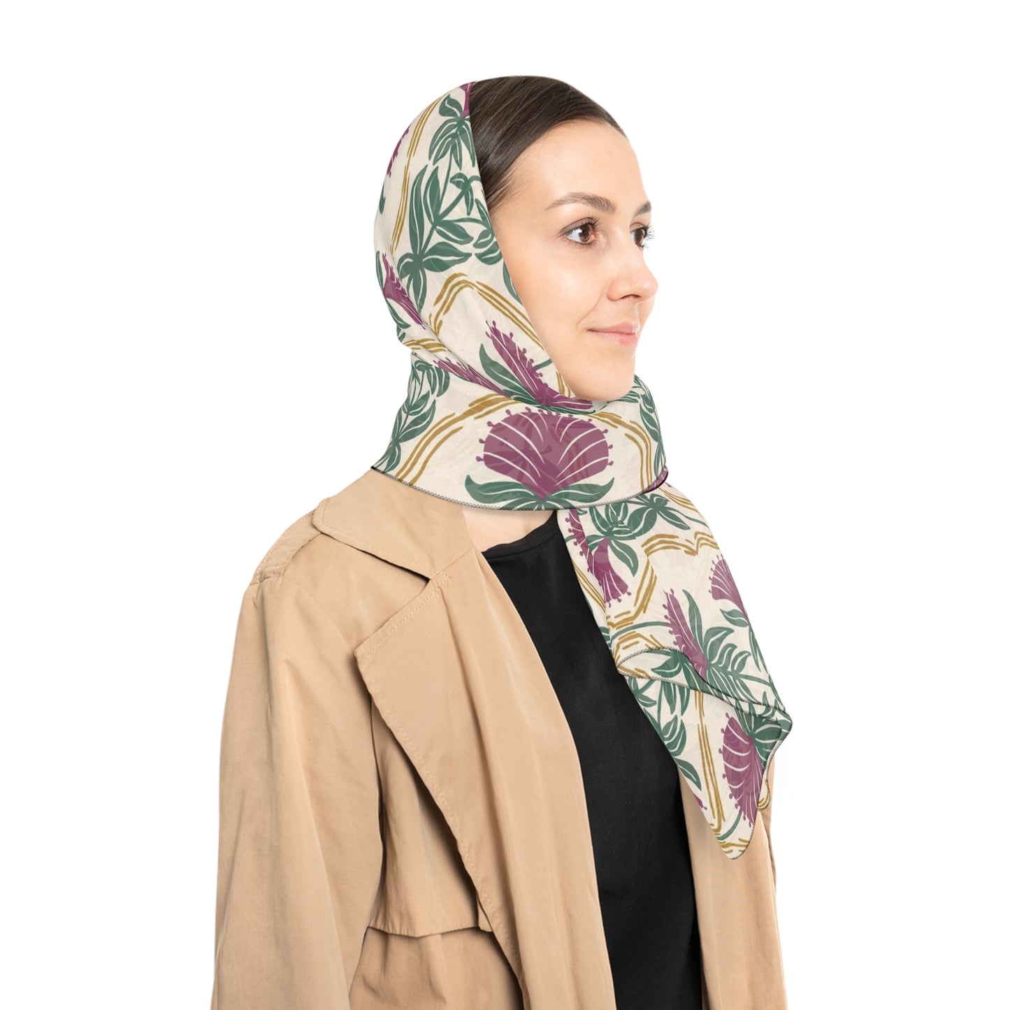 Bergamot Flowers Square Poly Scarf