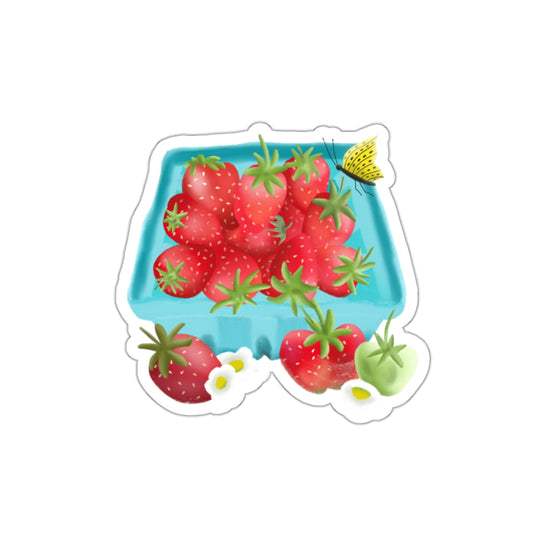 Basket of Strawberries Die Cut Sticker