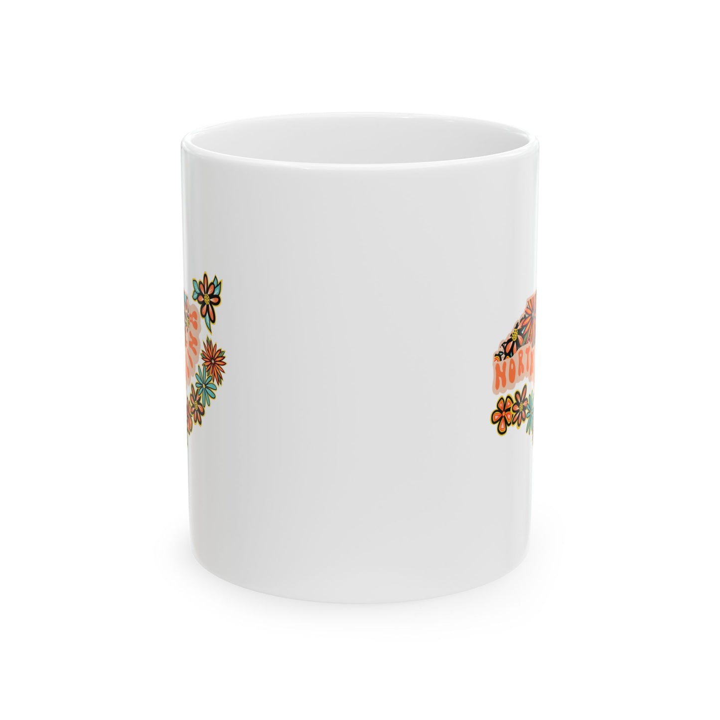 Retro 70s Flowers North Carolina Ceramic Mug 11 oz and 15 oz