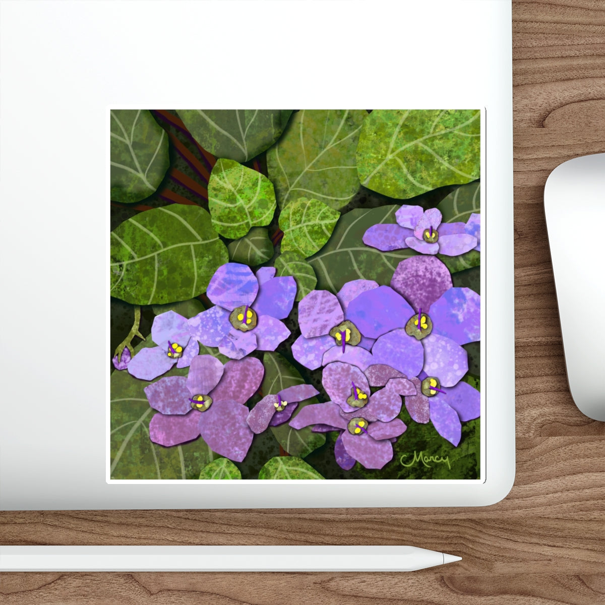 African Violets Collage Die Cut Sticker
