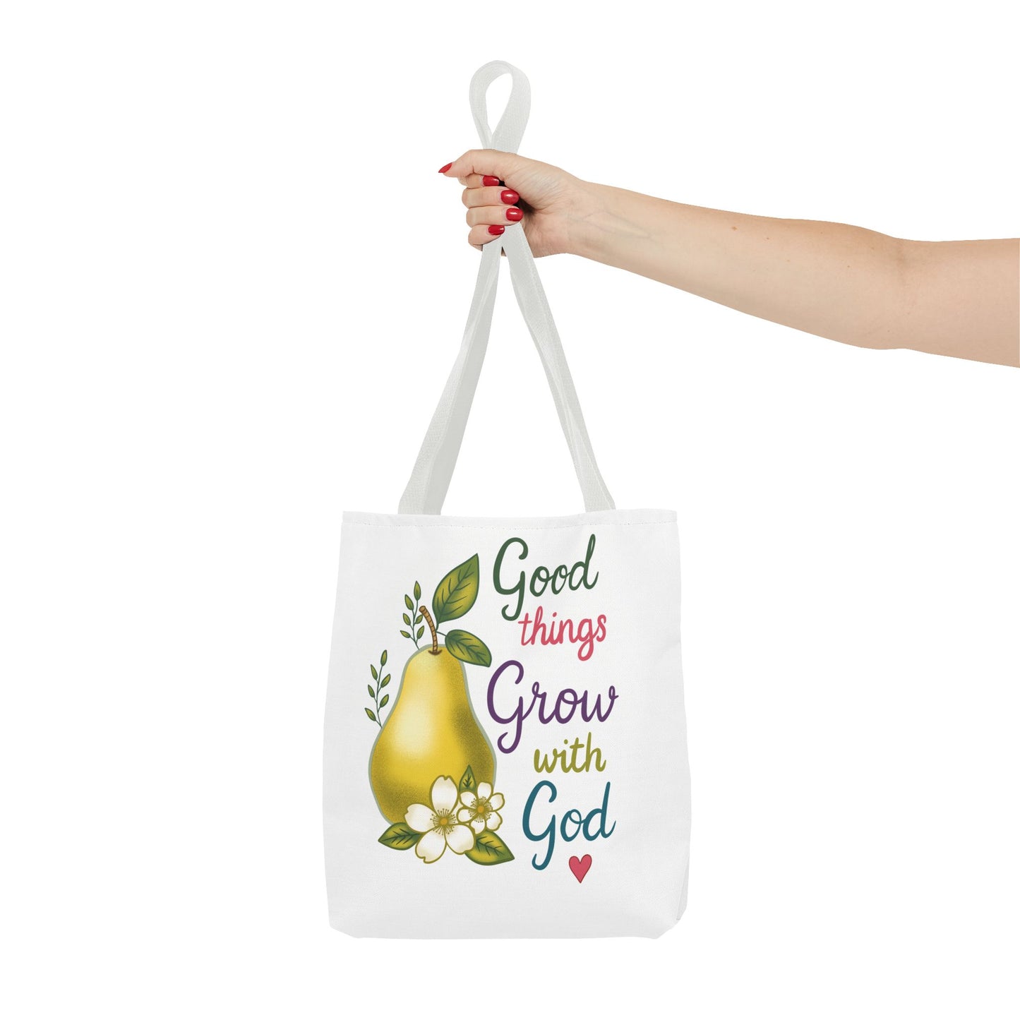 Faithful Harvest Tote — "Good Things Grow with God" Inspirational Grocery Bag
