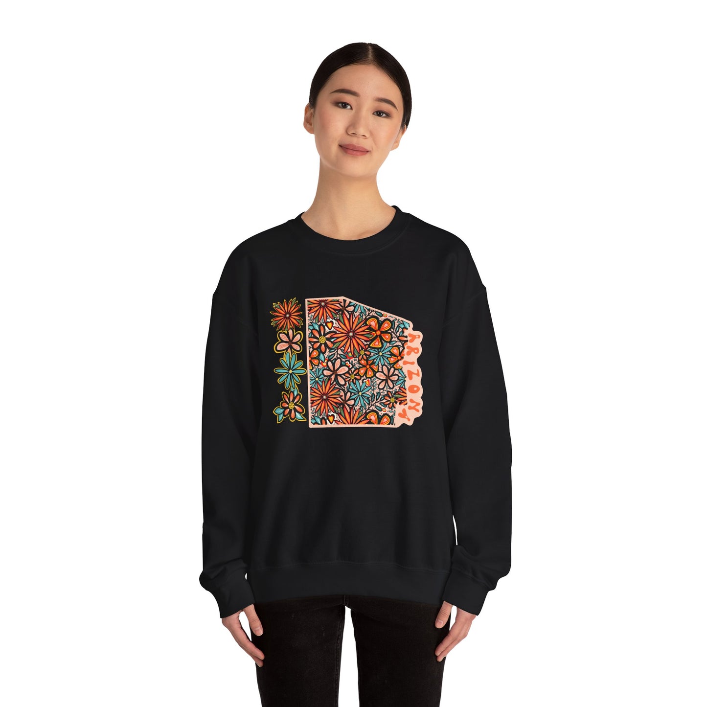 Retro 70s Flowers Arizona State Design — Heavy Blend™ Crewneck Sweatshirt