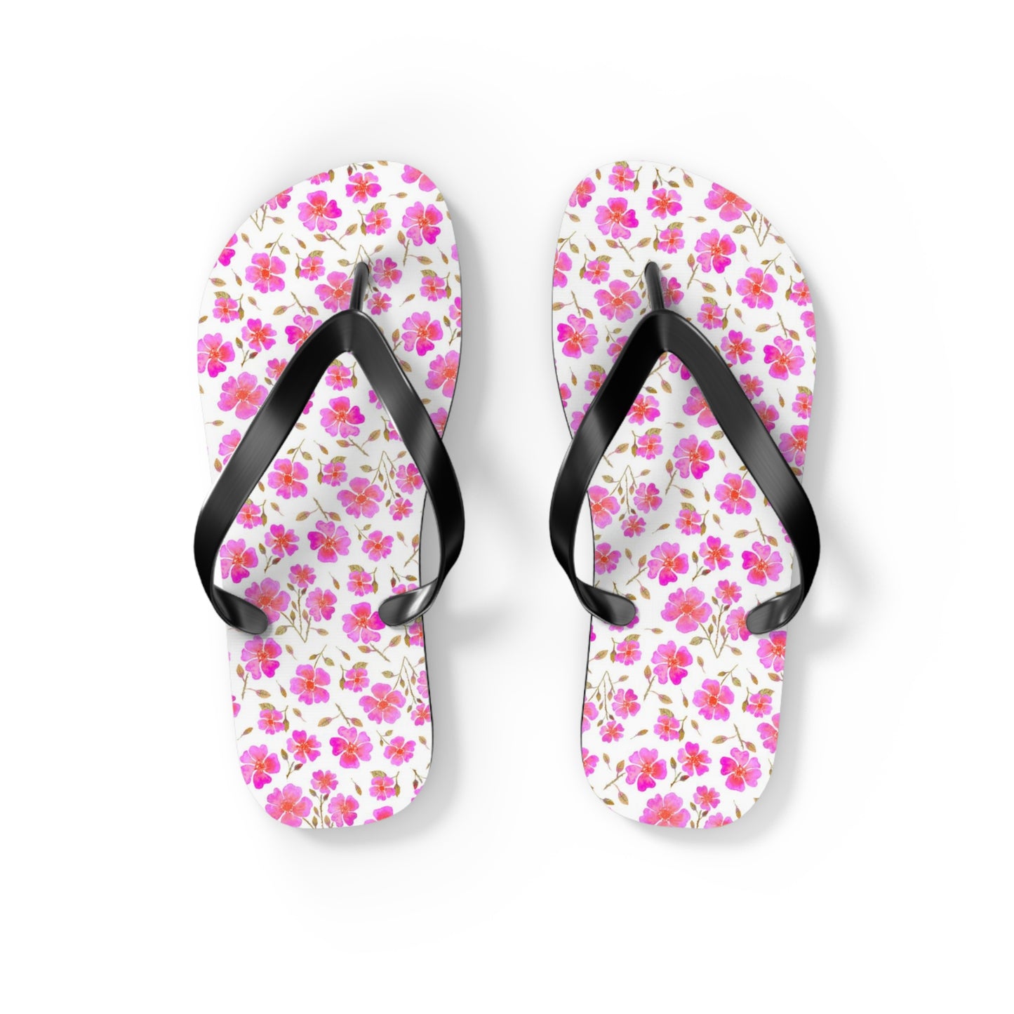 Hot Pink Wild Roses Flip Flops