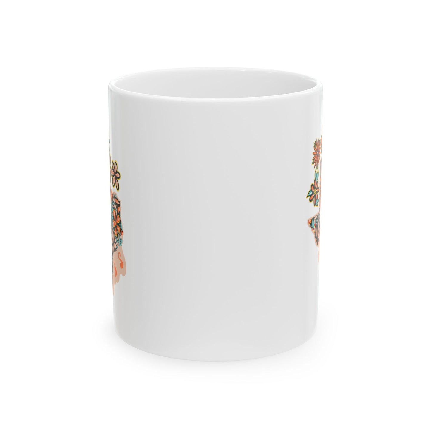 Retro 70s Flowers Texas Ceramic Mug 11 oz and 15 oz