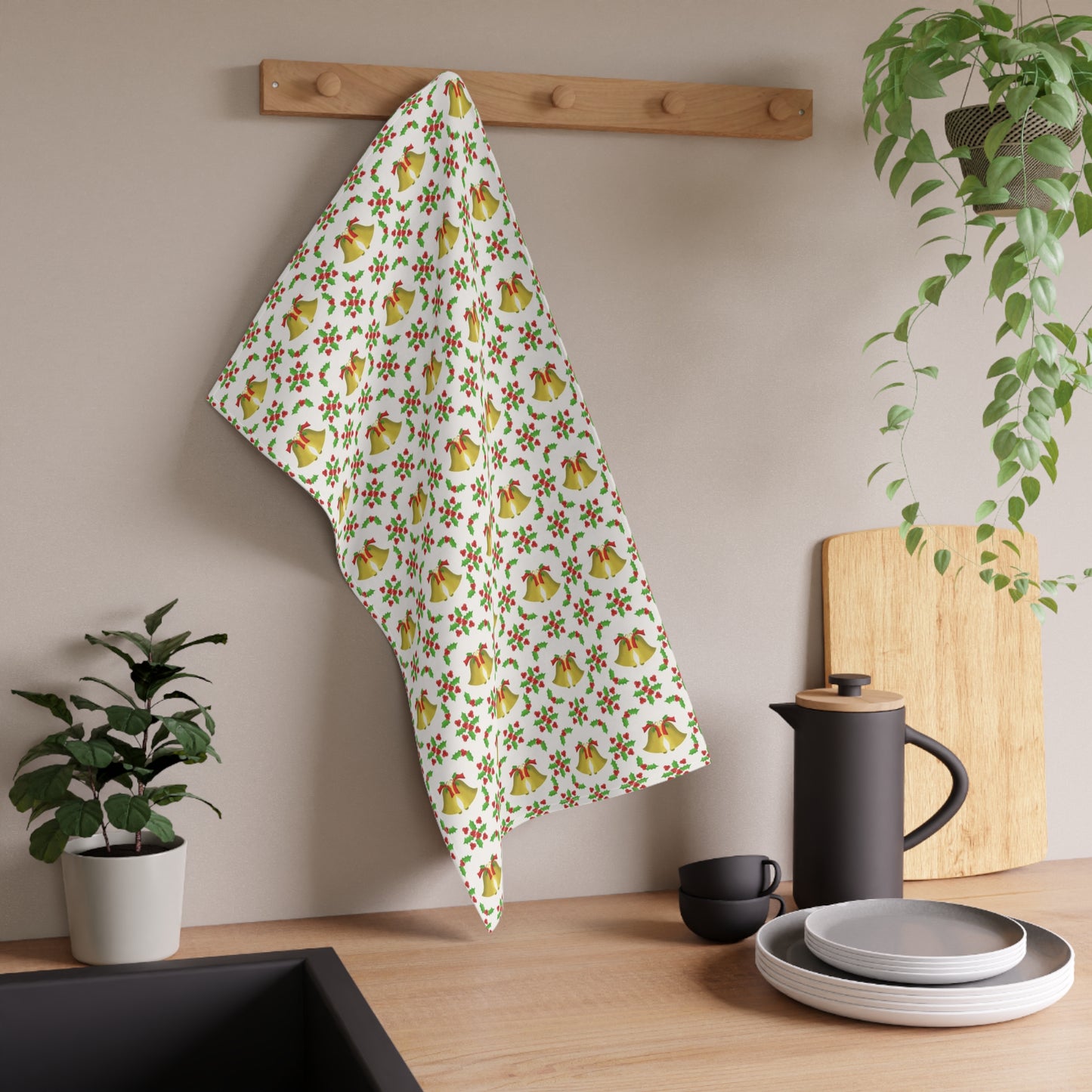 Bells and Holly Kitchen Towel