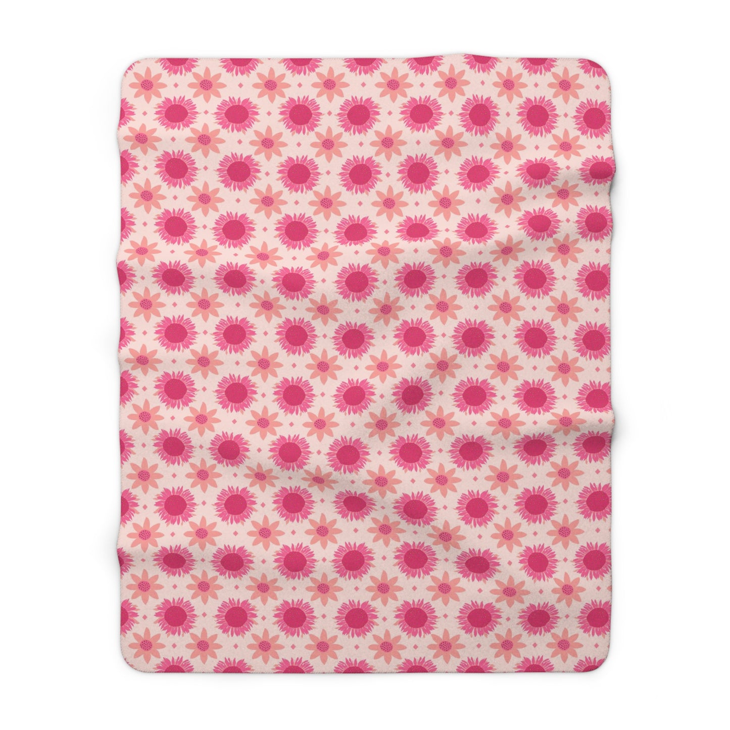 Pink Sunflowers on Pink Background Sherpa Fleece Blanket