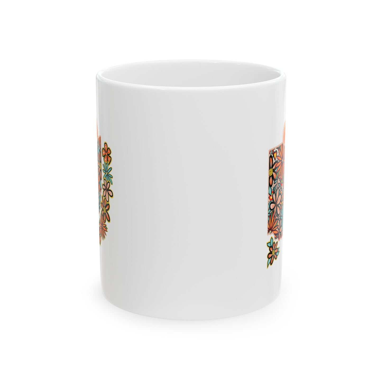 Retro 70s Flowers Ohio Ceramic Mug 11 oz and 15 oz