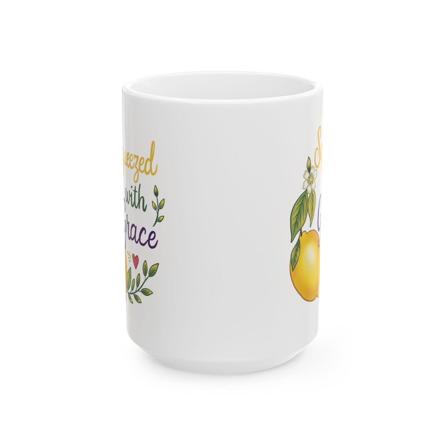 Squeezed With Grace Ceramic Mug — Botanical Coffee Tea Cup (11oz & 15oz)