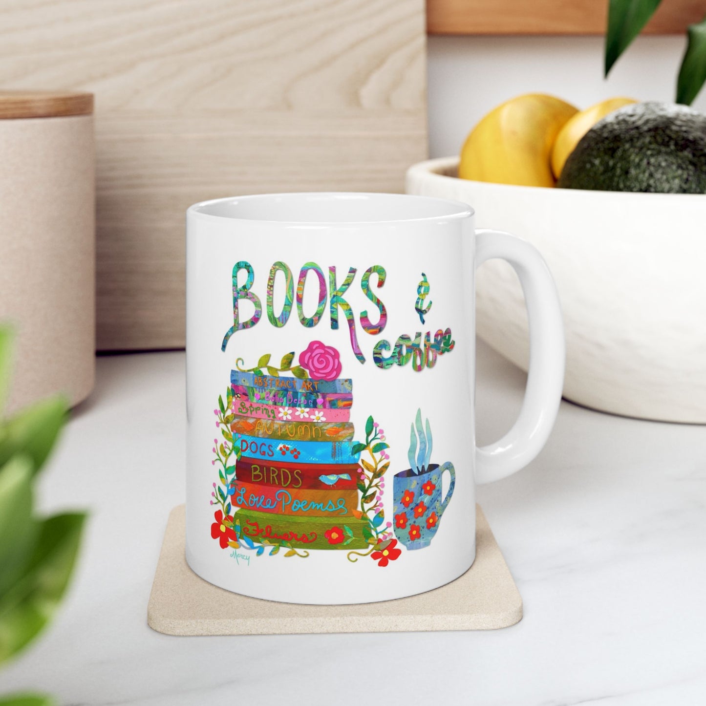 Books and Coffee Collage Ceramic Mug 11oz & 15oz