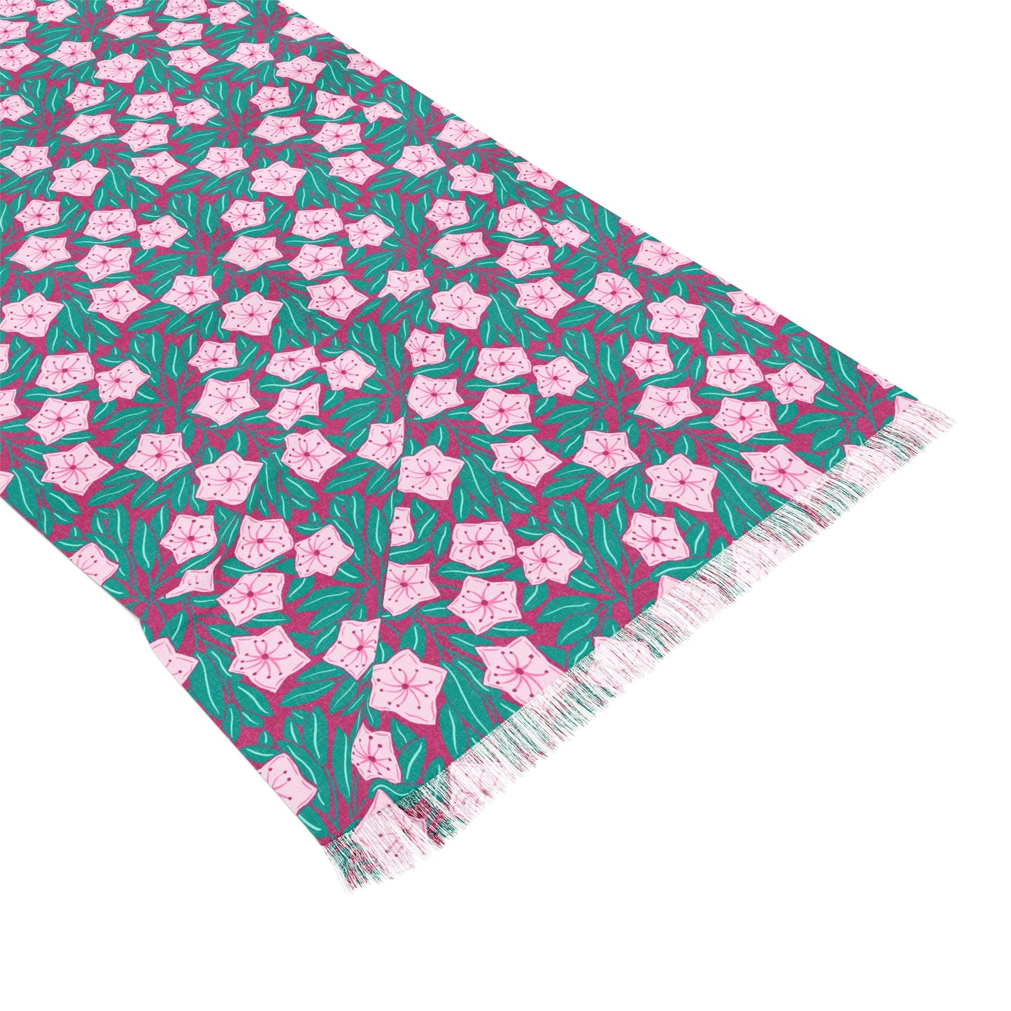 Pink Mountain Laurel Blossoms Light Scarf — Pink Blossom Patterned Lightweight Wrap