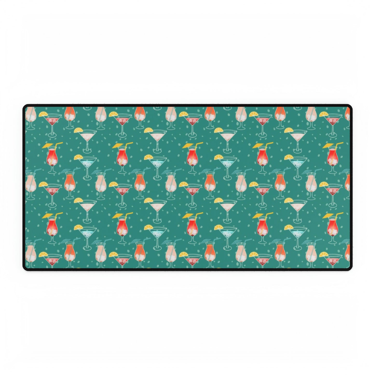 Cocktails Desk Mat: Vibrant Drinks with Lemon Slices and Umbrellas