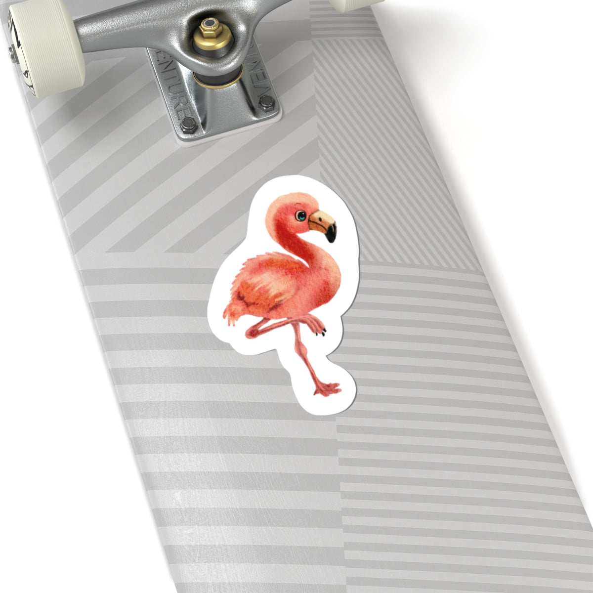 Baby Flamingo Kiss-Cut Sticker — Watercolor Nursery Decal for Laptops, Planners & Baby Shower Favors