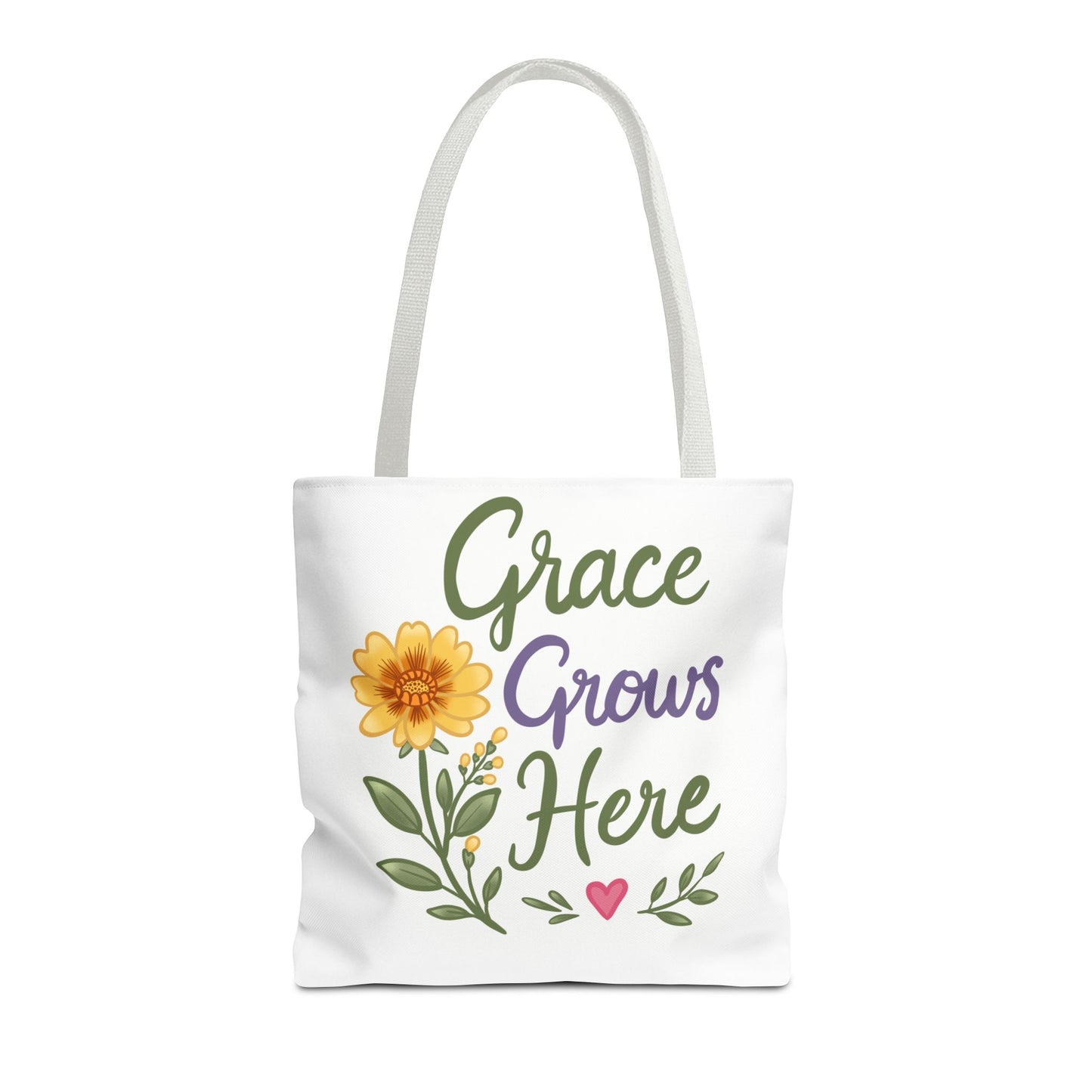 Grace Grows Here Tote - Floral Inspirational Canvas Bag