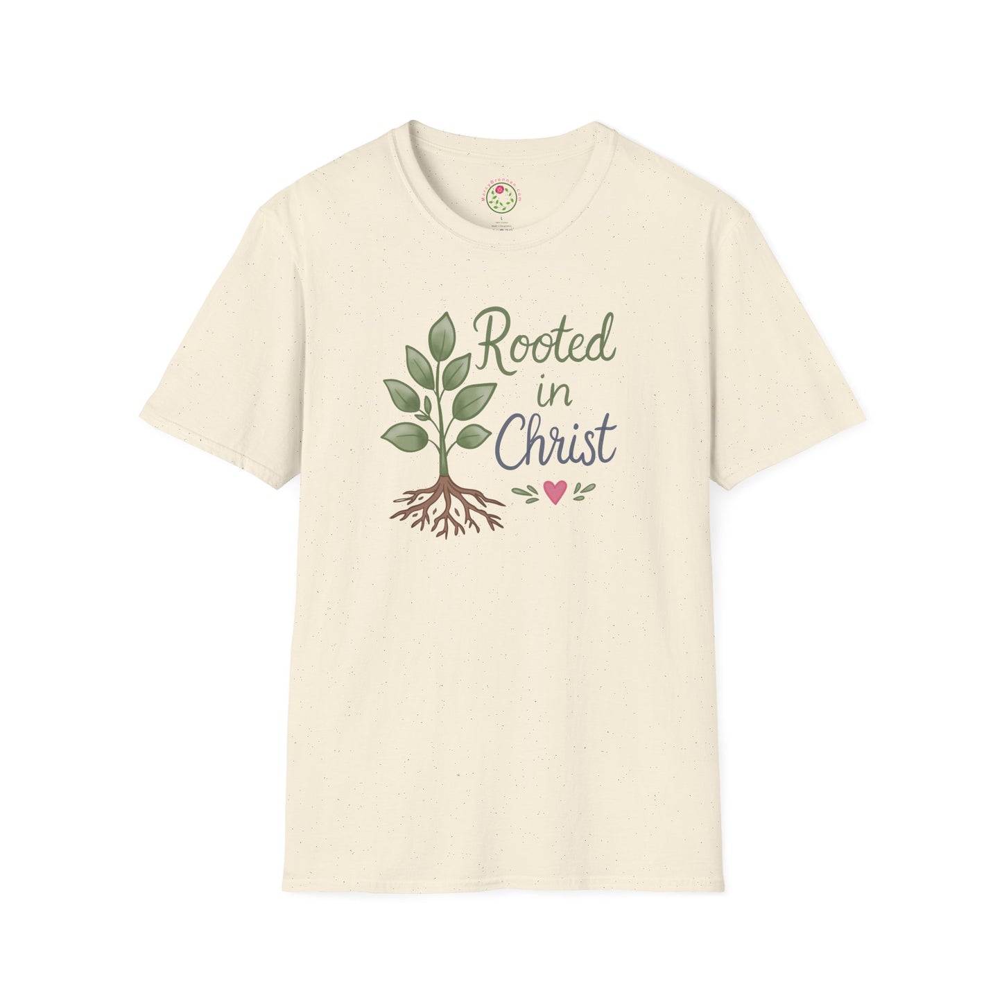 Rooted in Christ Tee — Faith-Based Christian T-Shirt with Tree & Heart Design