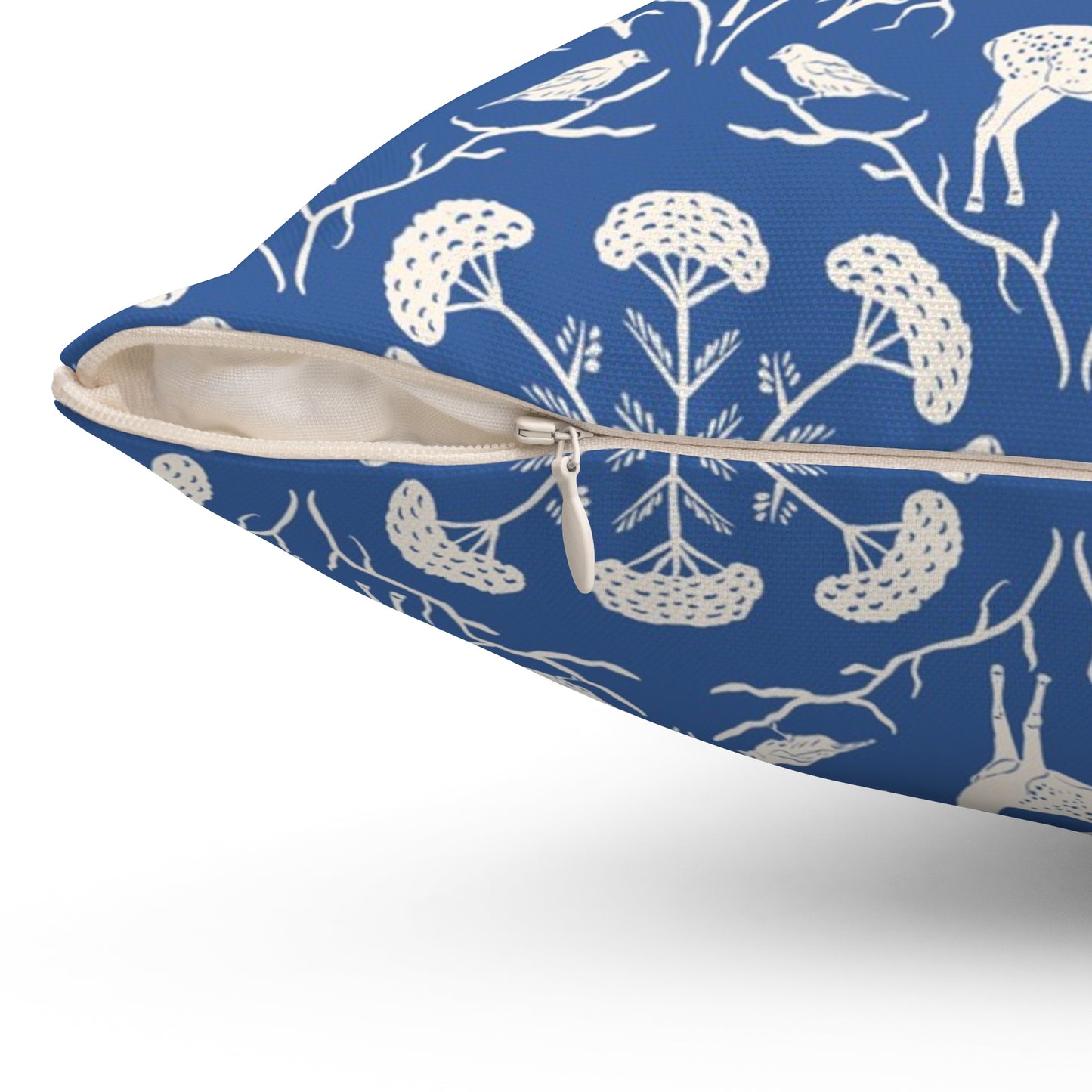 Appalachian Yarrow, Deer and Goldfinches Spun Polyester Square Pillow