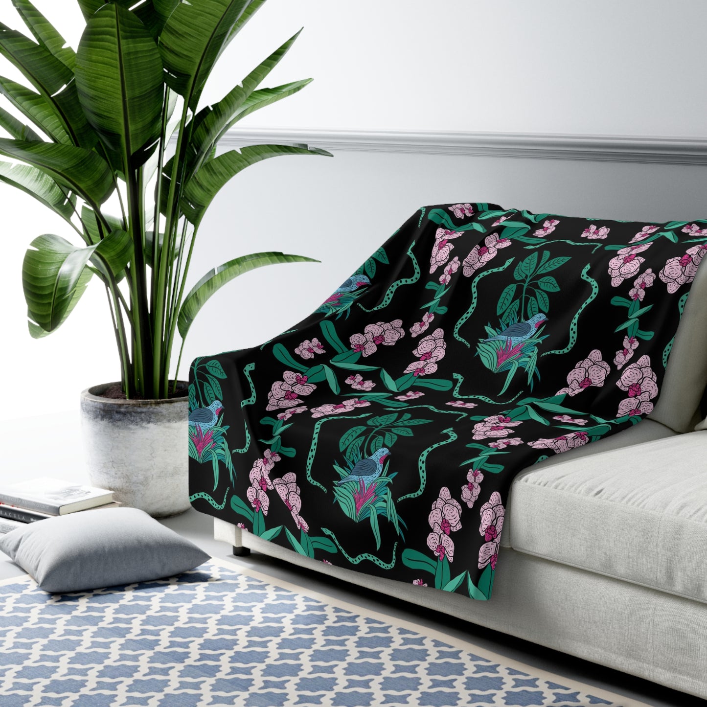 Spangled Cotinga Sherpa Fleece Blanket