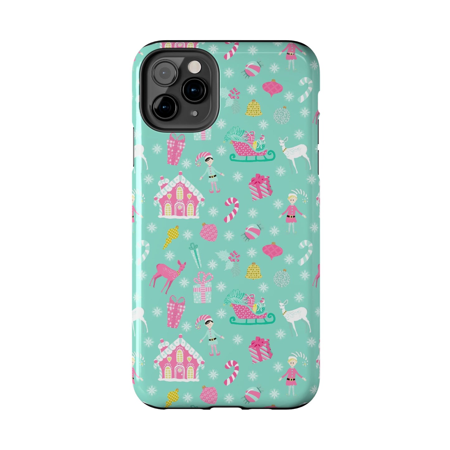 Pastel Christmas on Turquoise Tough Phone Cases