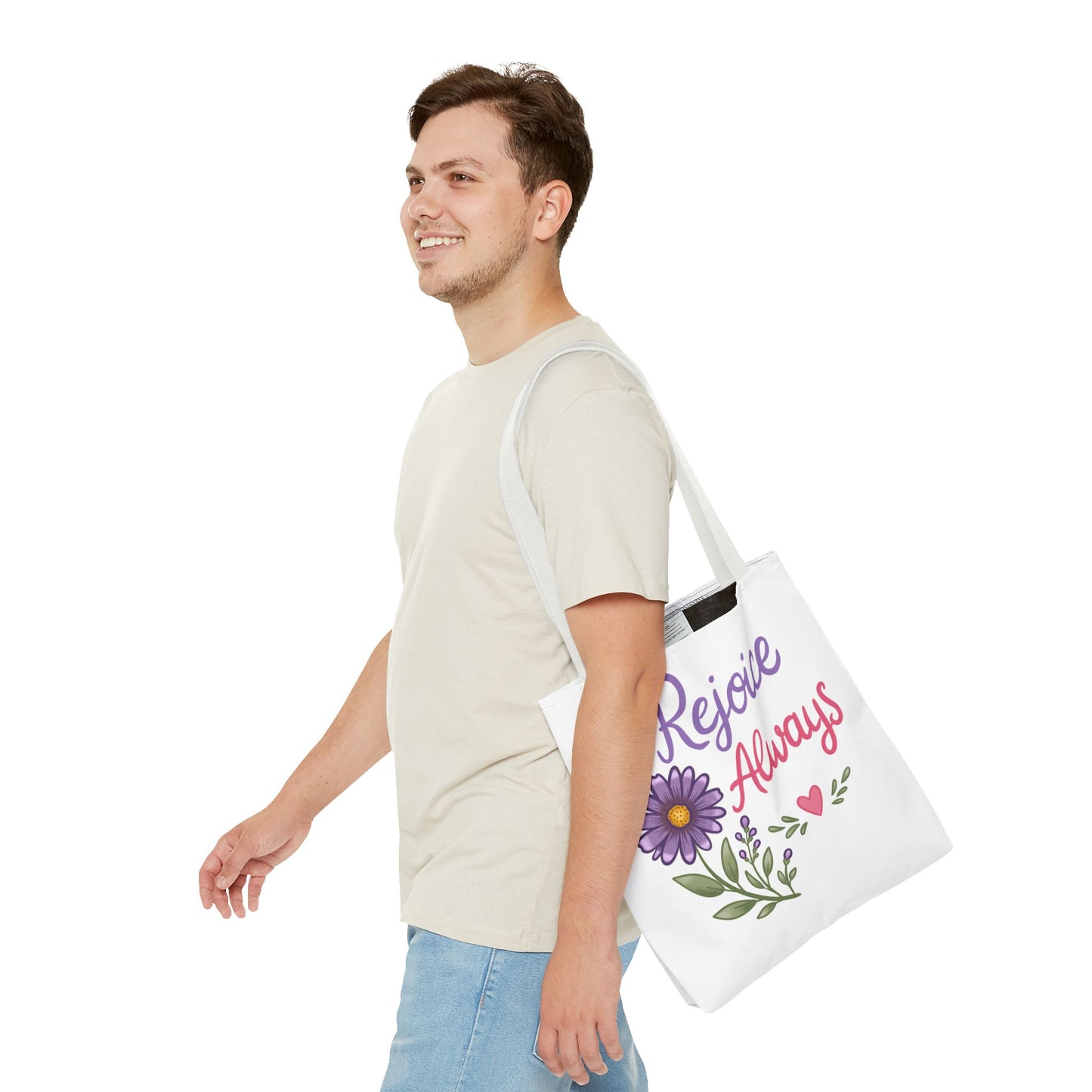 Rejoice Always Floral Tote Bag – Inspirational Scripture Tote