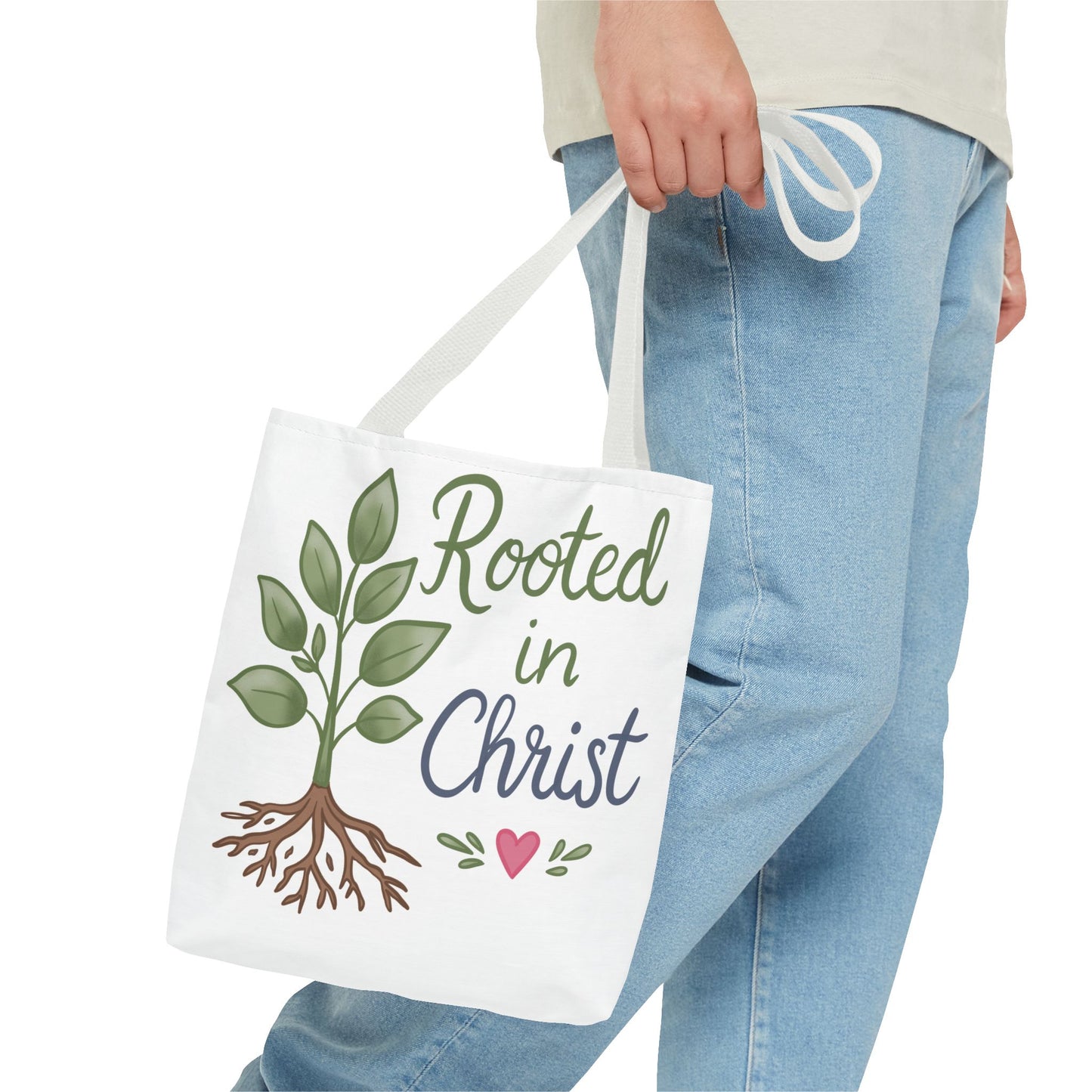 Rooted in Christ Tote Bag — Faith-Based Christian Shopper