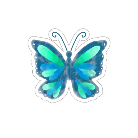 Frida Turquoise Watercolor Butterfly Die Cut Sticker