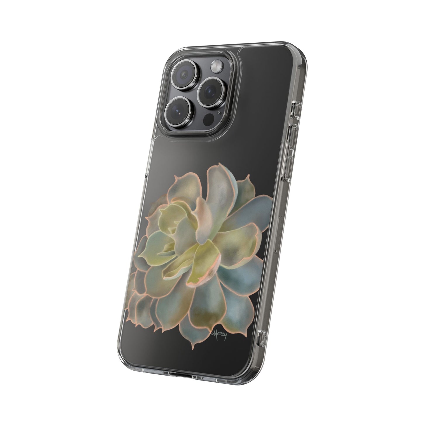 Gray and Green Succulent Clear Cases