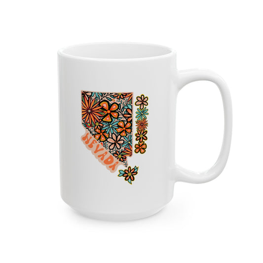 Retro 70s Flowers Nevada Ceramic Mug 11 oz and 15 oz