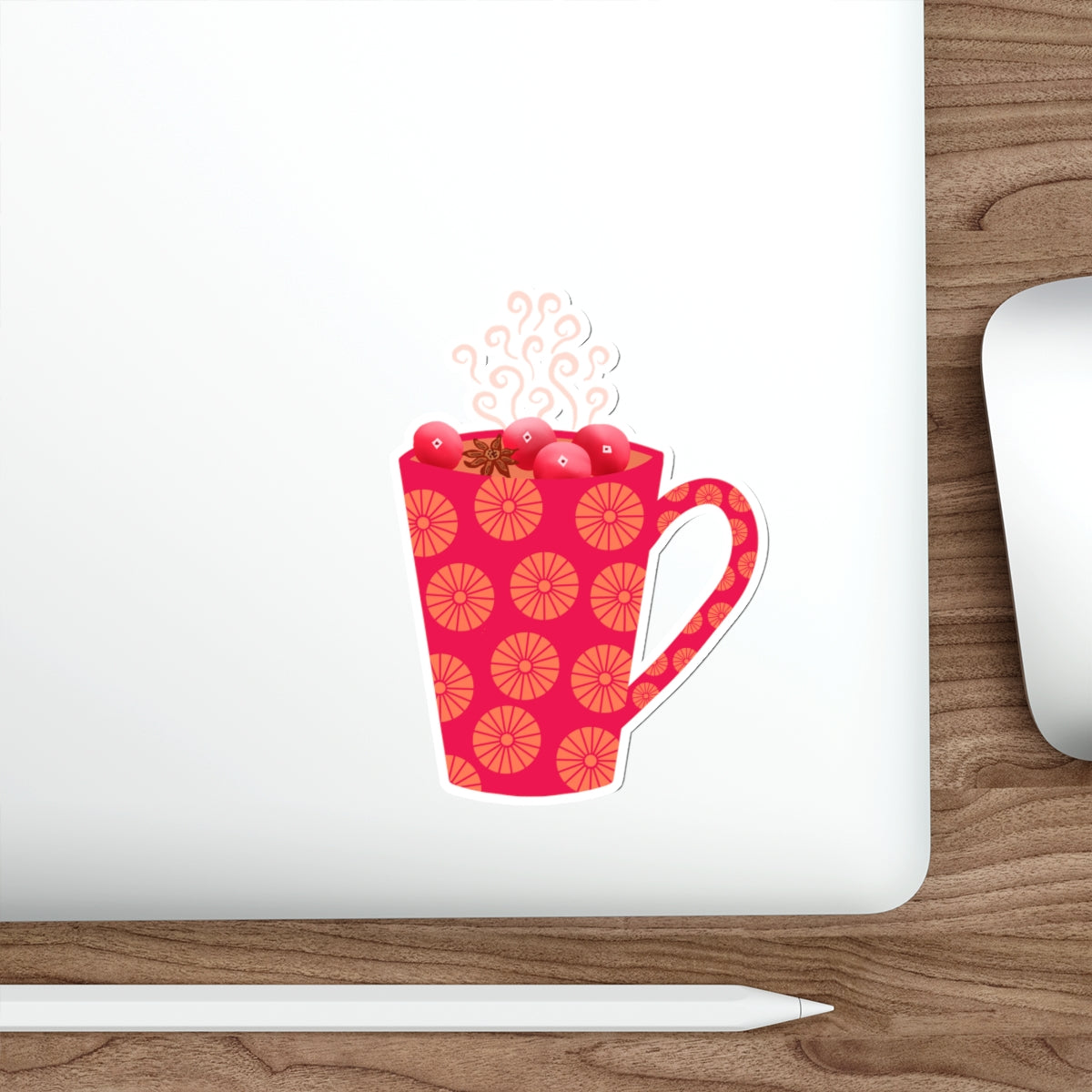 Hot Cranberry Tea Cozy Mug Die Cut Sticker