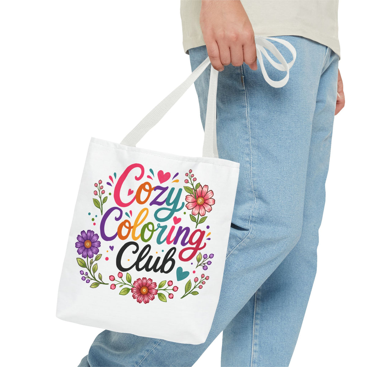 Cozy Coloring Club Tote Bag — Floral Adult Coloring Tote