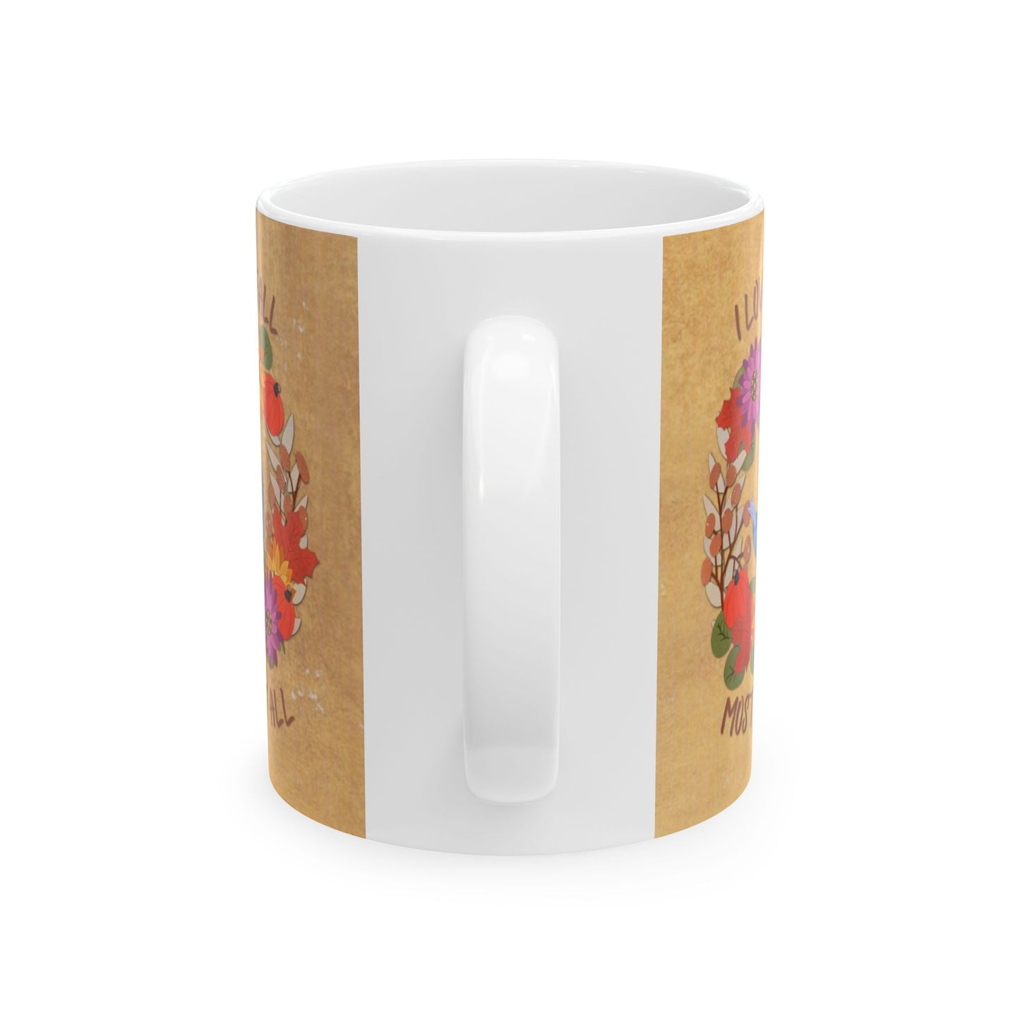 I Love Fall Most of All Autumn Wreath Collage Ceramic Mug 11oz & 15oz