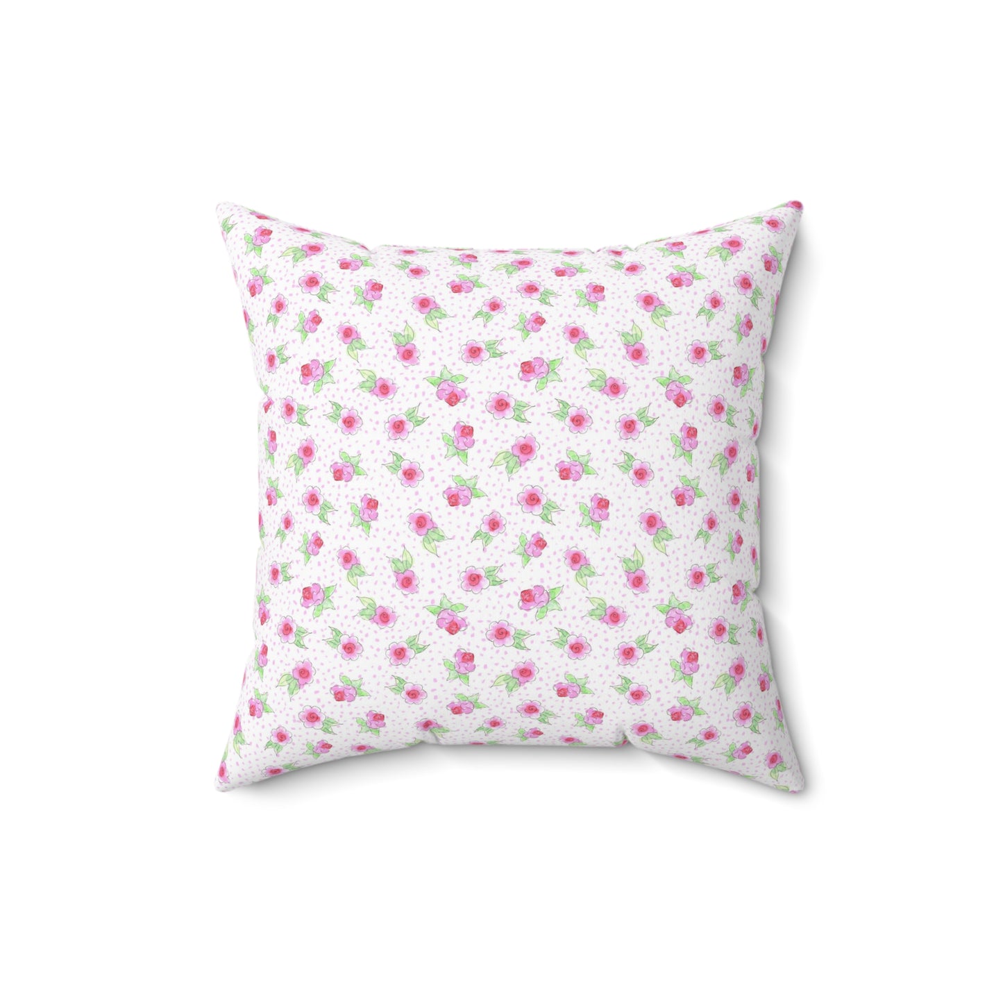 Maria’s Pink Roses Spun Polyester Square Pillow