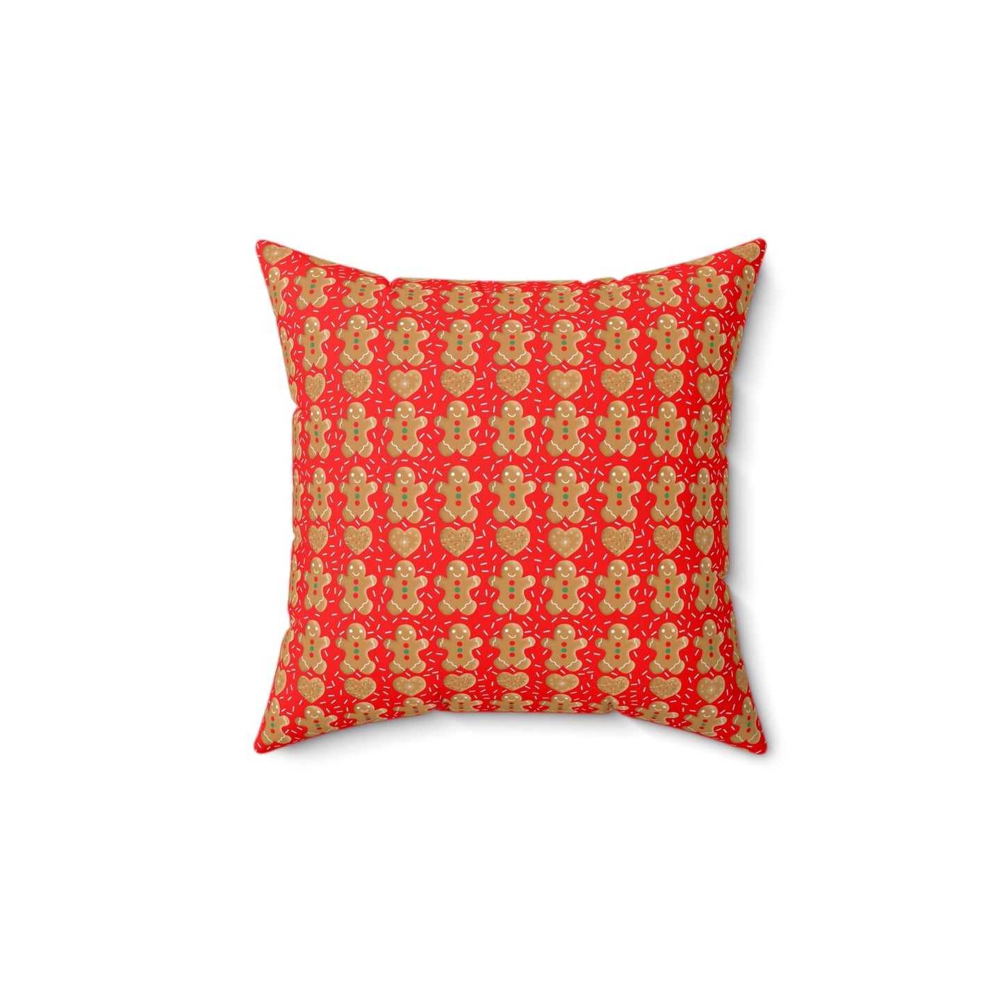 Gingerbread Men & Hearts Spun Polyester Square Pillow